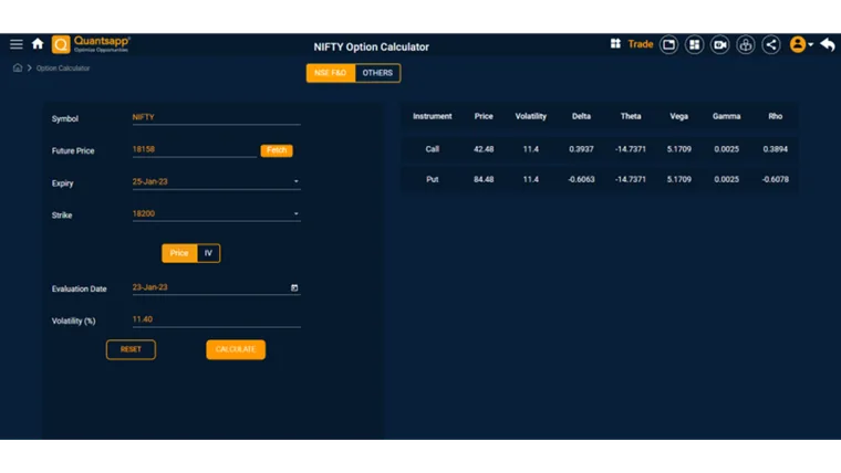 Nifty Option Calculator: To evaluate current Delta Image
